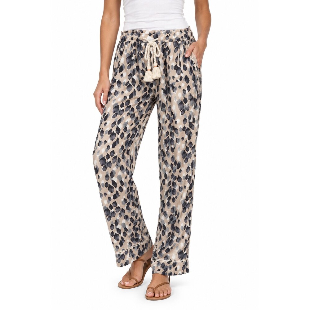 Pact Pants Size Small Tassel Tie 100% Organic Cotton Comfort Abstract Print